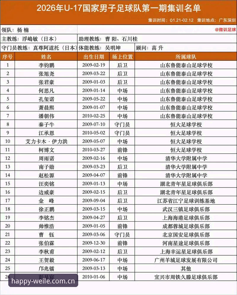 U17世界杯抽签结果全面解析：中国足球青训的机遇与挑战